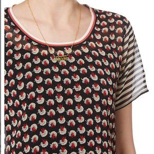 Maison Scotch Black Multi Print Sheer Tee